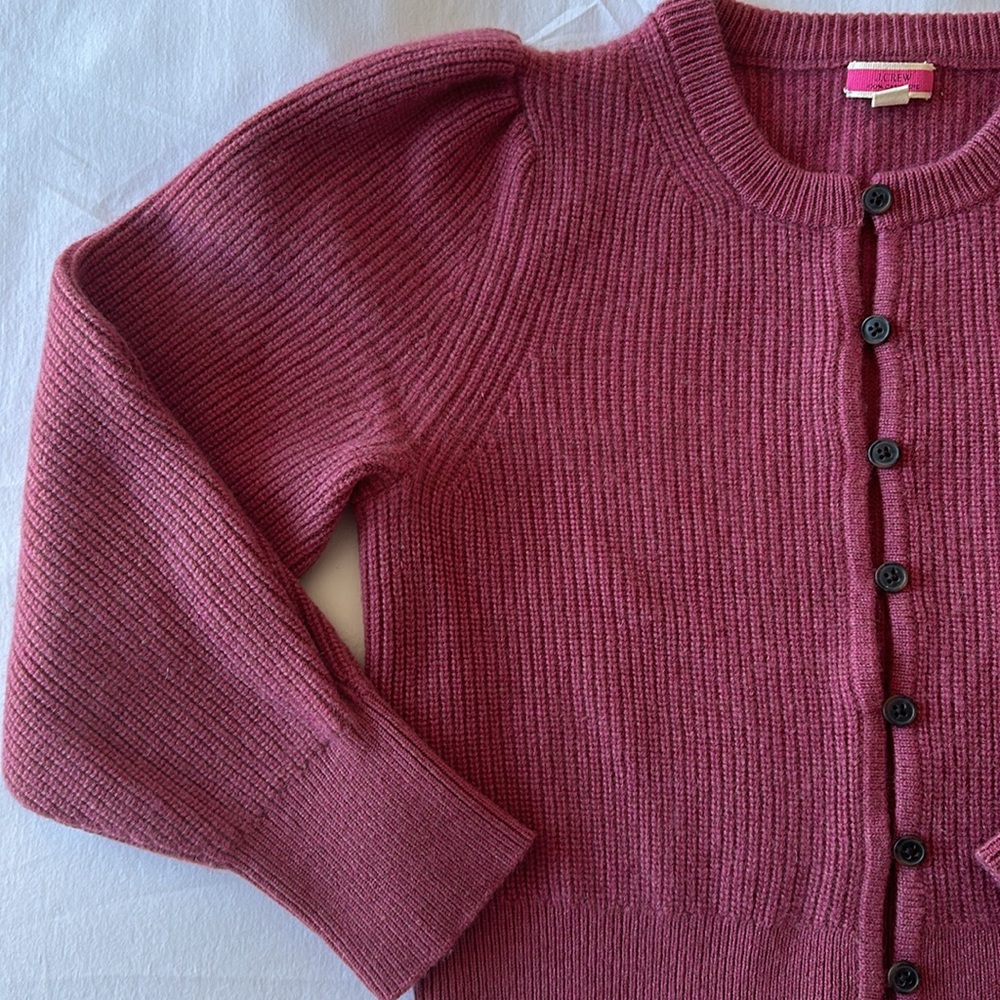 I.Crew Cashmere Puff-Sleeve Cardigan (Size M)